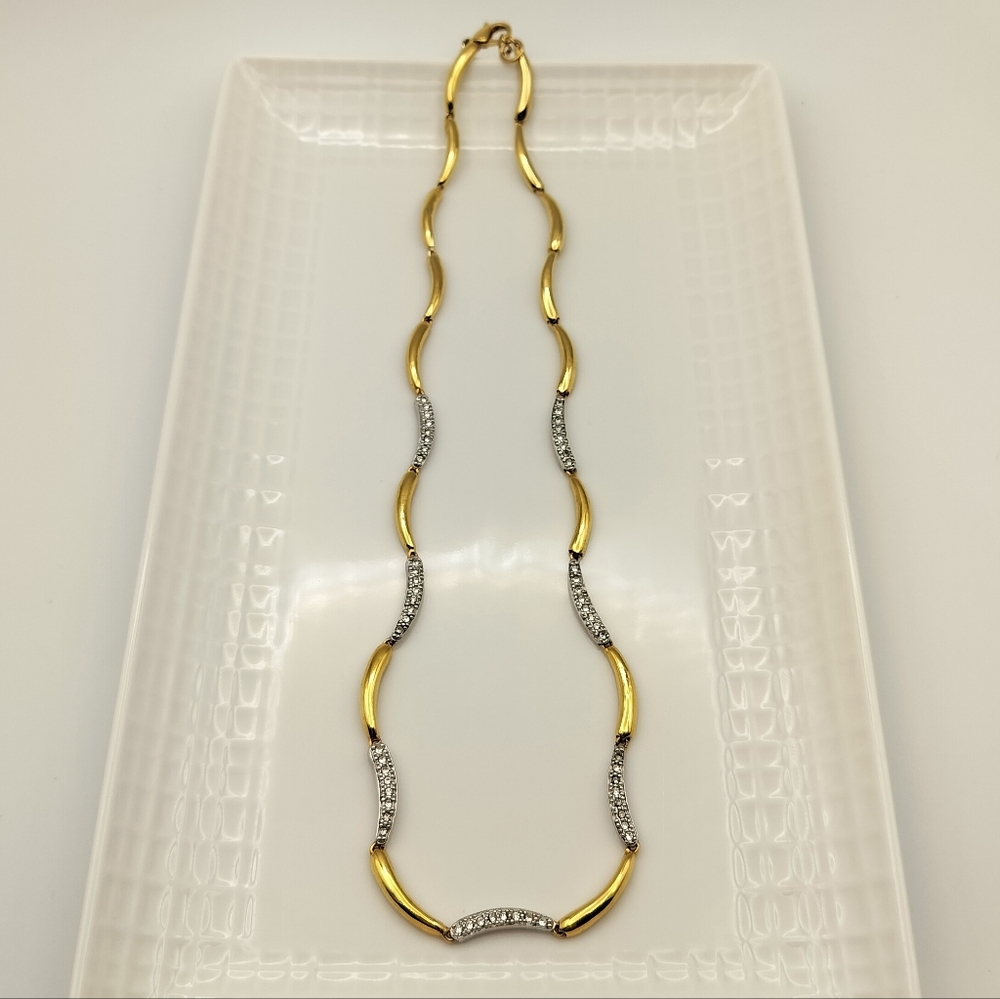 Sophisticated Gold and Silver Tone Wave Necklace